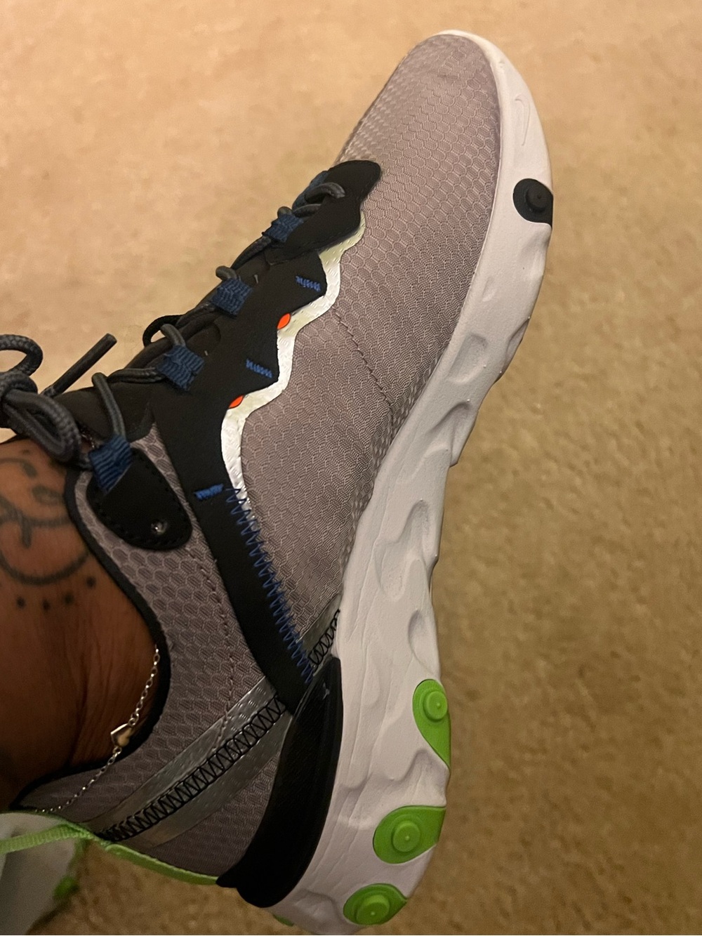 Nike Gray Sneakers with Neon Green Accents